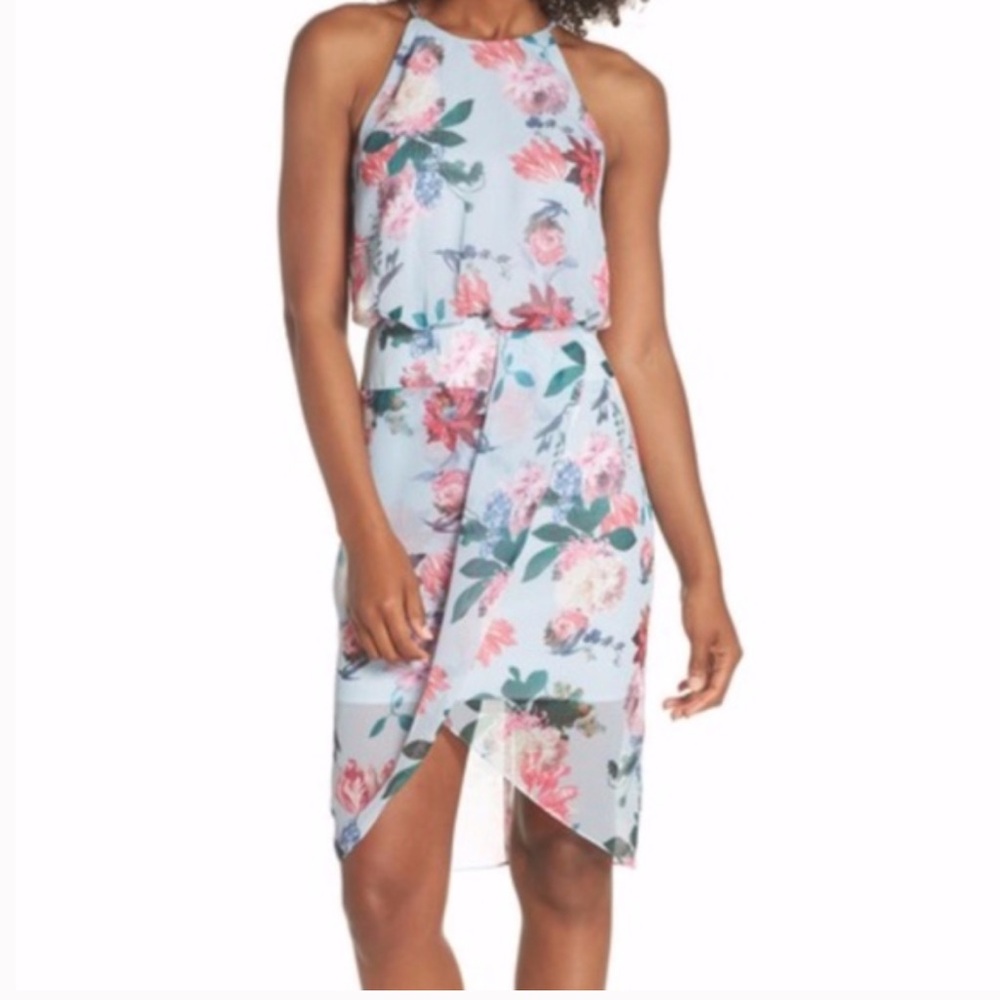 Chelsea28 Blue Floral Halter Neck Dress size 8